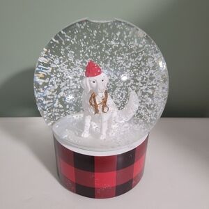 Musical Tartan Holiday Dog Snow Globe Indigo